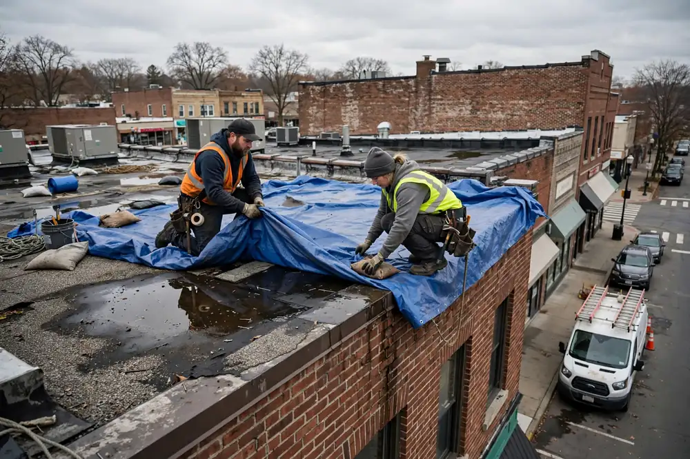 Reparación de emergencia de filtraciones de techo en Village Center, NY 11704