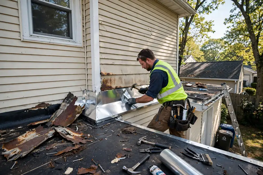 Reparación de tapajuntas de techo en Copiague, NY 11726