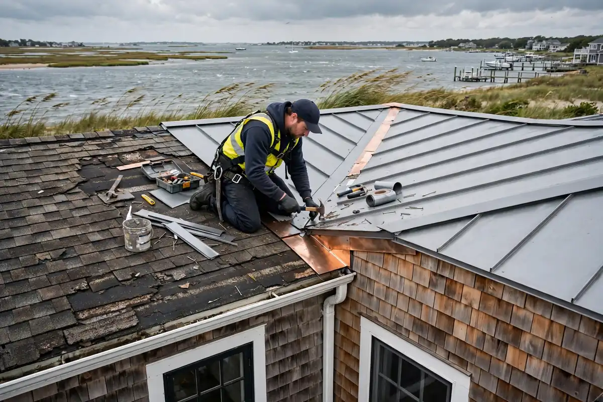 Reparación de tapajuntas de techo en Little East Neck, NY 11704