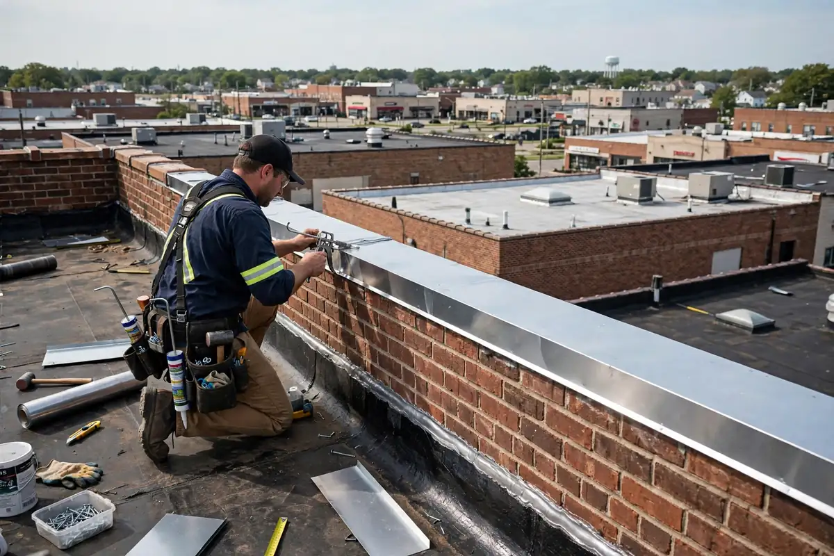 Reparación de tapajuntas de techo en Village Center, NY 11704