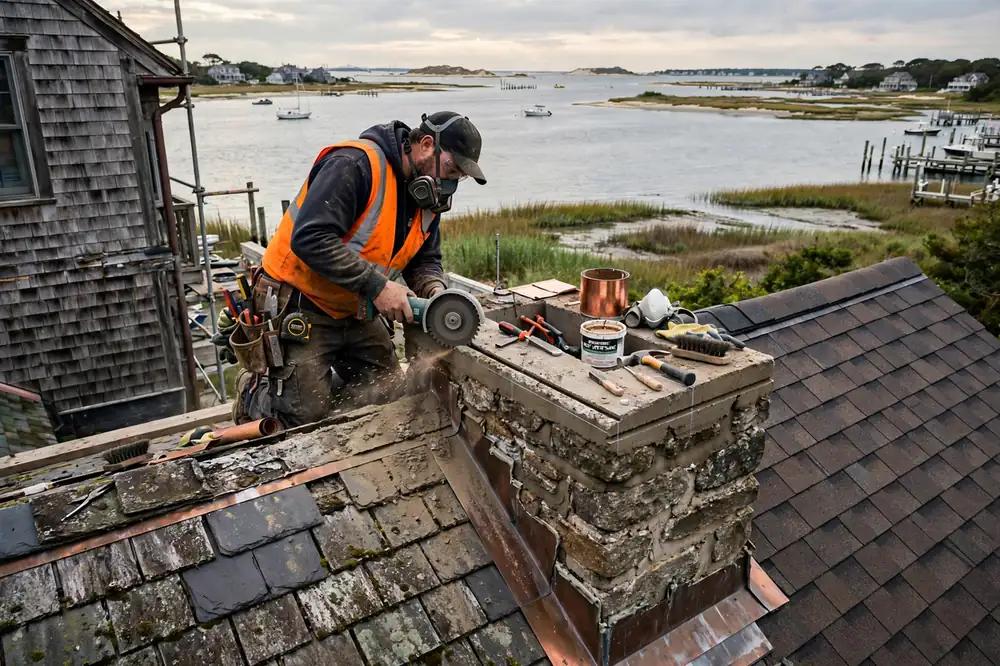 Reparación de tapajuntas de chimenea en Little East Neck, NY 11704