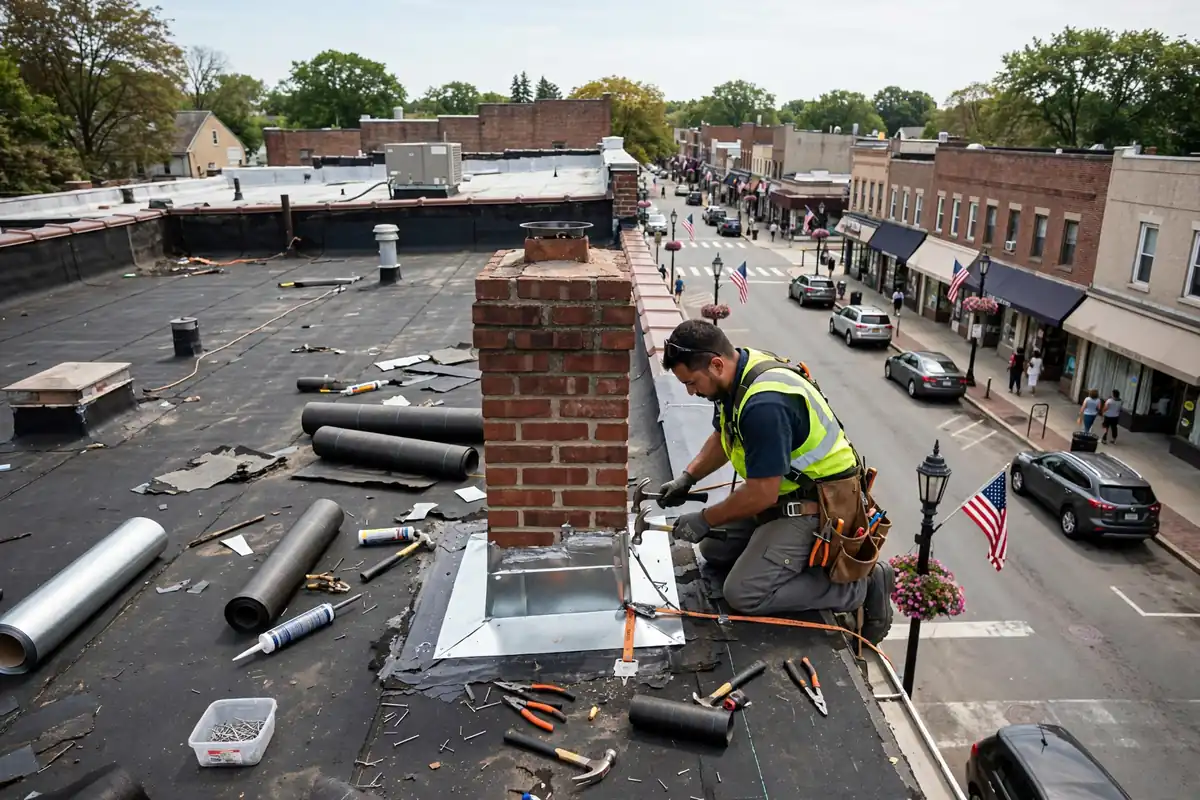 Reparación de tapajuntas de chimenea en Village Center, NY 11704