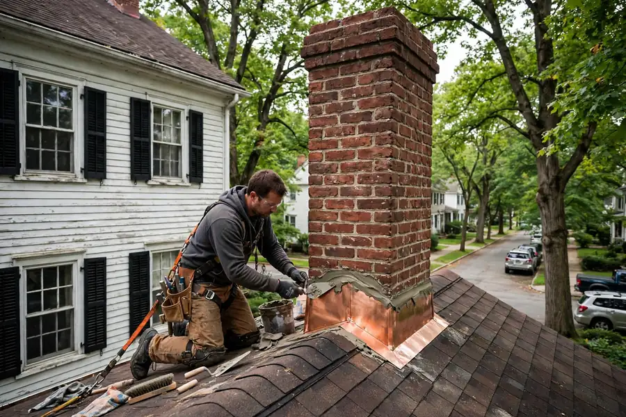 Reparación de tapajuntas de chimenea en West Islip, NY 11795
