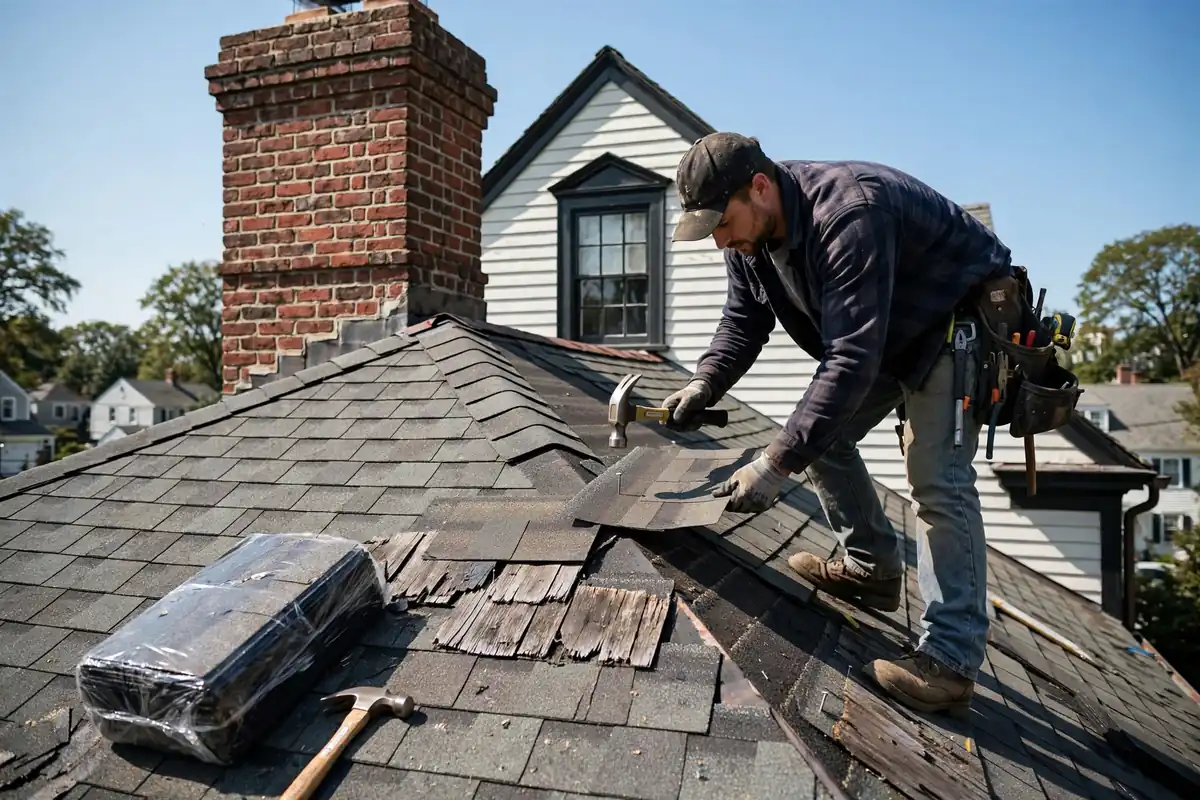 Reparación de filtraciones en techos de tejas asfálticas en Babylon Village, NY 11702
