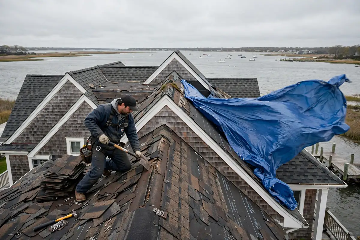 Reparación de filtraciones en techos de tejas asfálticas en Little East Neck, NY 11704