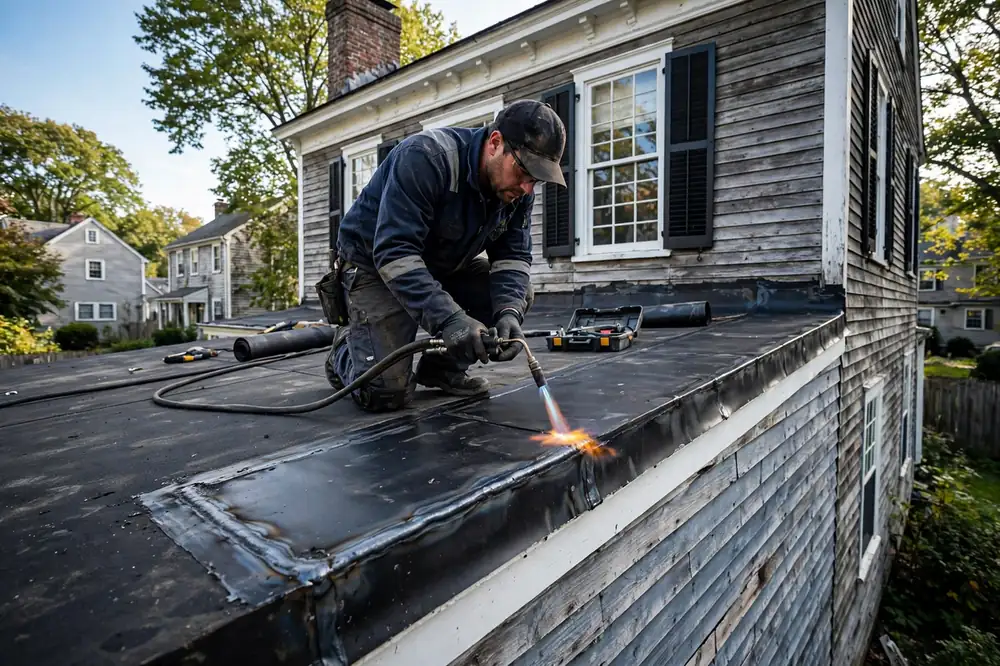 Reparación de filtraciones en techos planos en Babylon Village, NY 11702