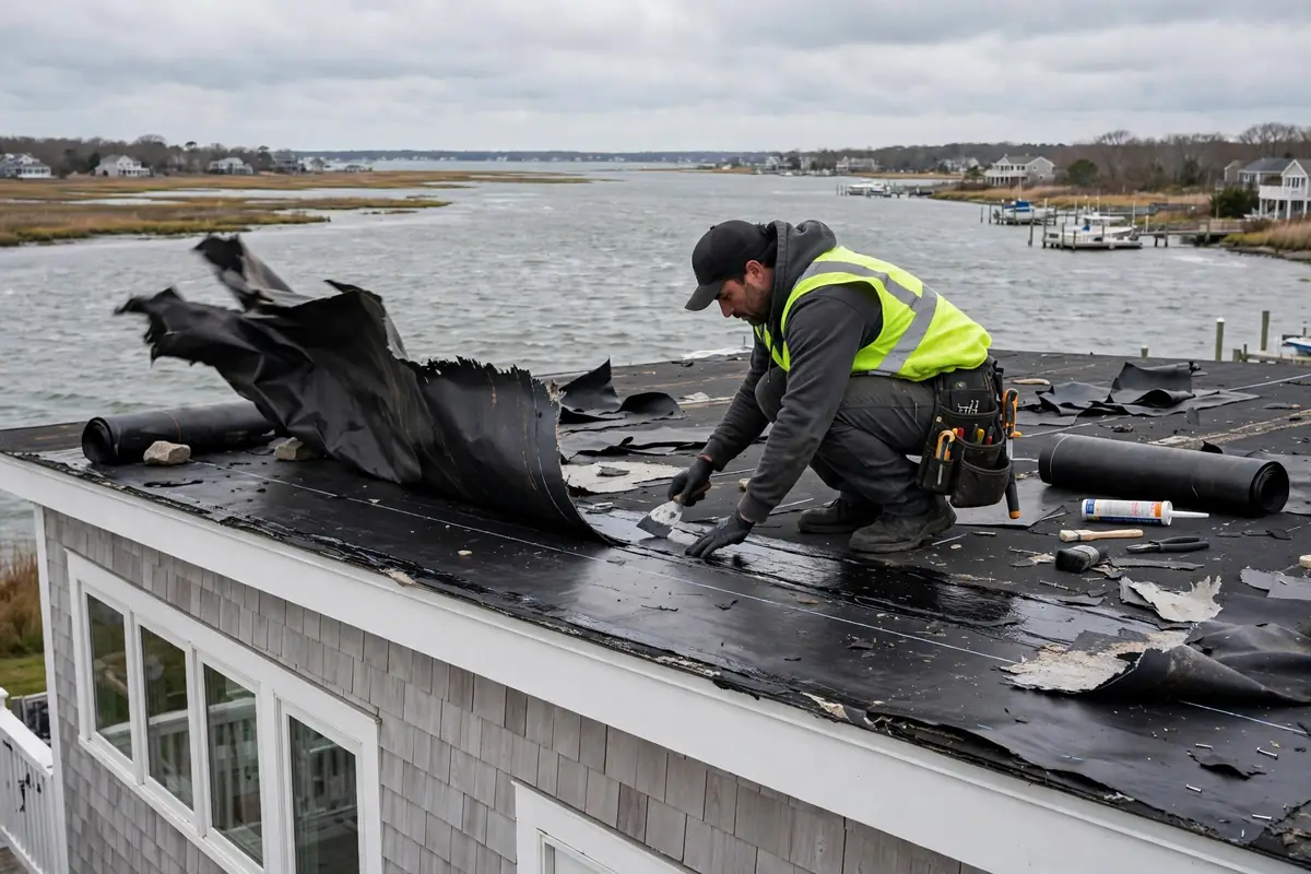Reparación de filtraciones en techos planos en Little East Neck, NY 11704