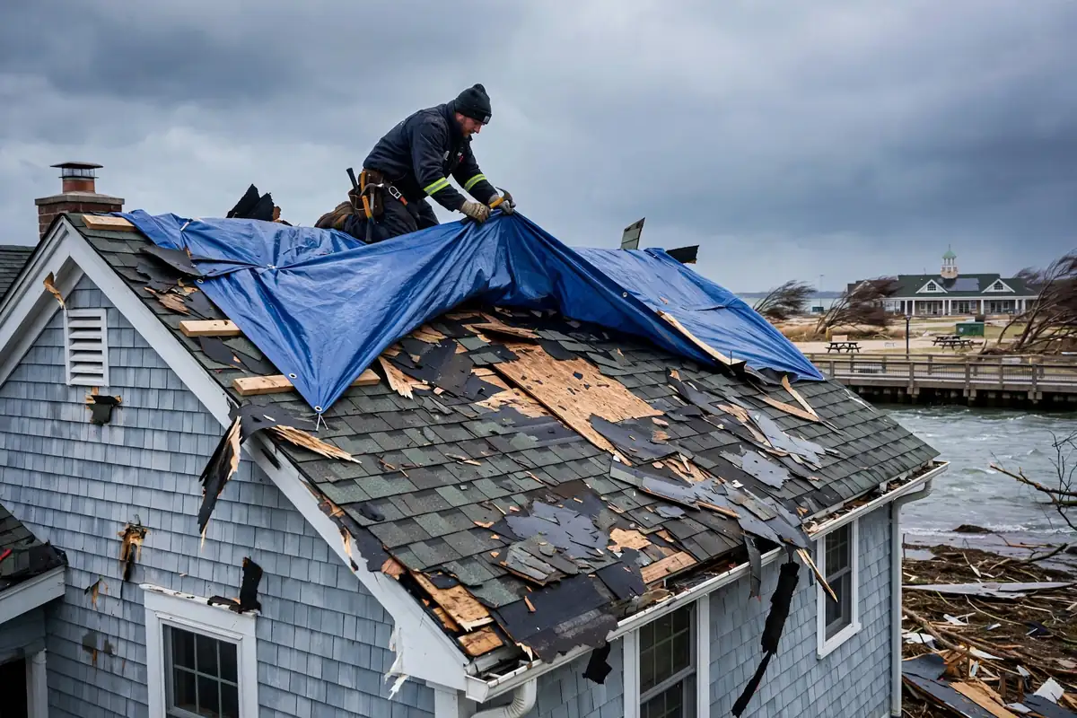 Reparación de filtraciones por daños de tormenta en Tanner Park, NY 11726