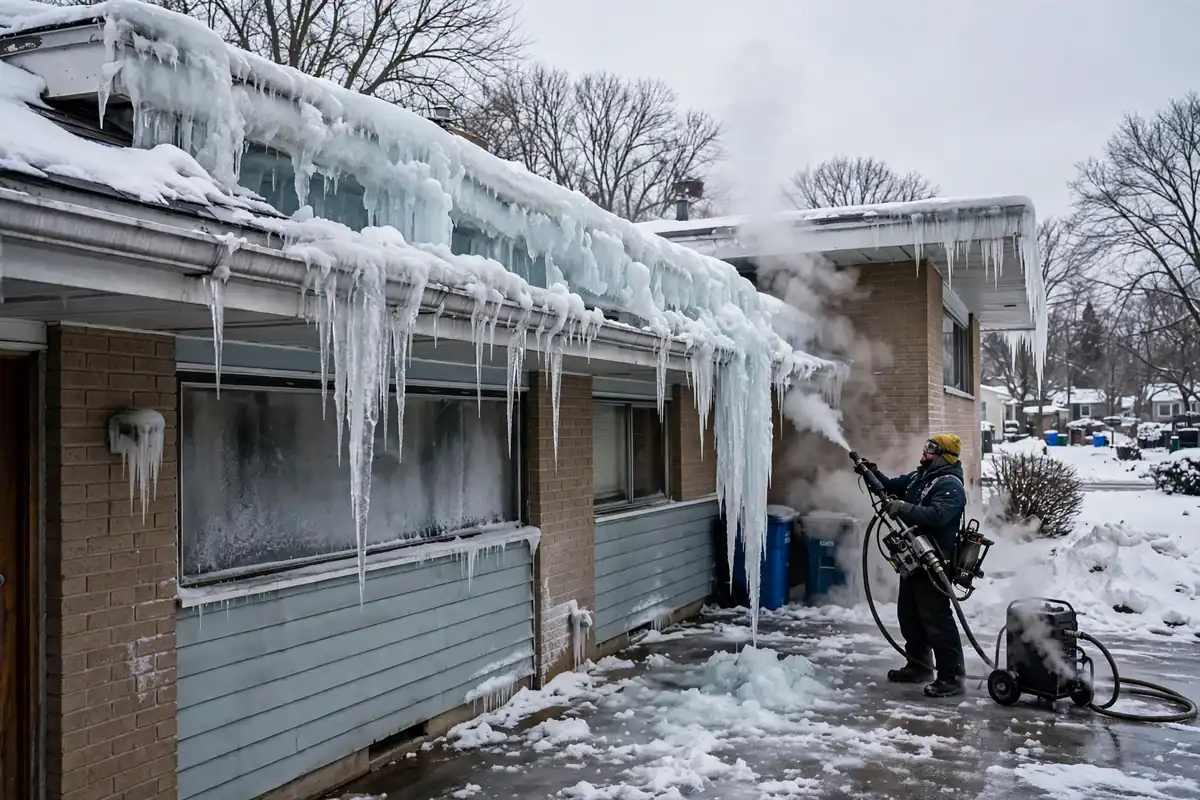Reparación de filtraciones por diques de hielo en Copiague, NY 11726