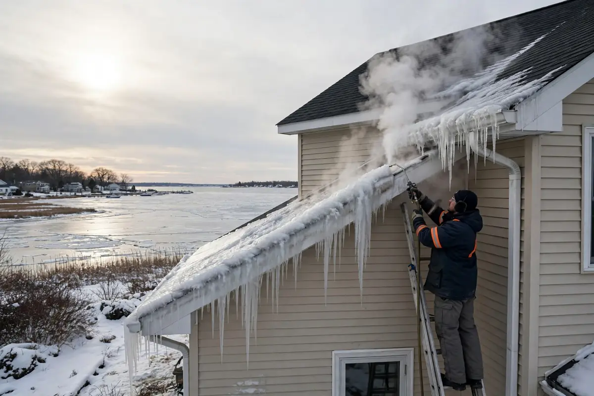 Reparación de filtraciones por diques de hielo en Little East Neck, NY 11704