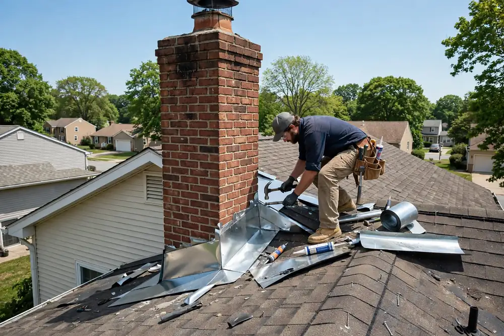 Reparación de tapajuntas de chimenea en West Babylon, NY